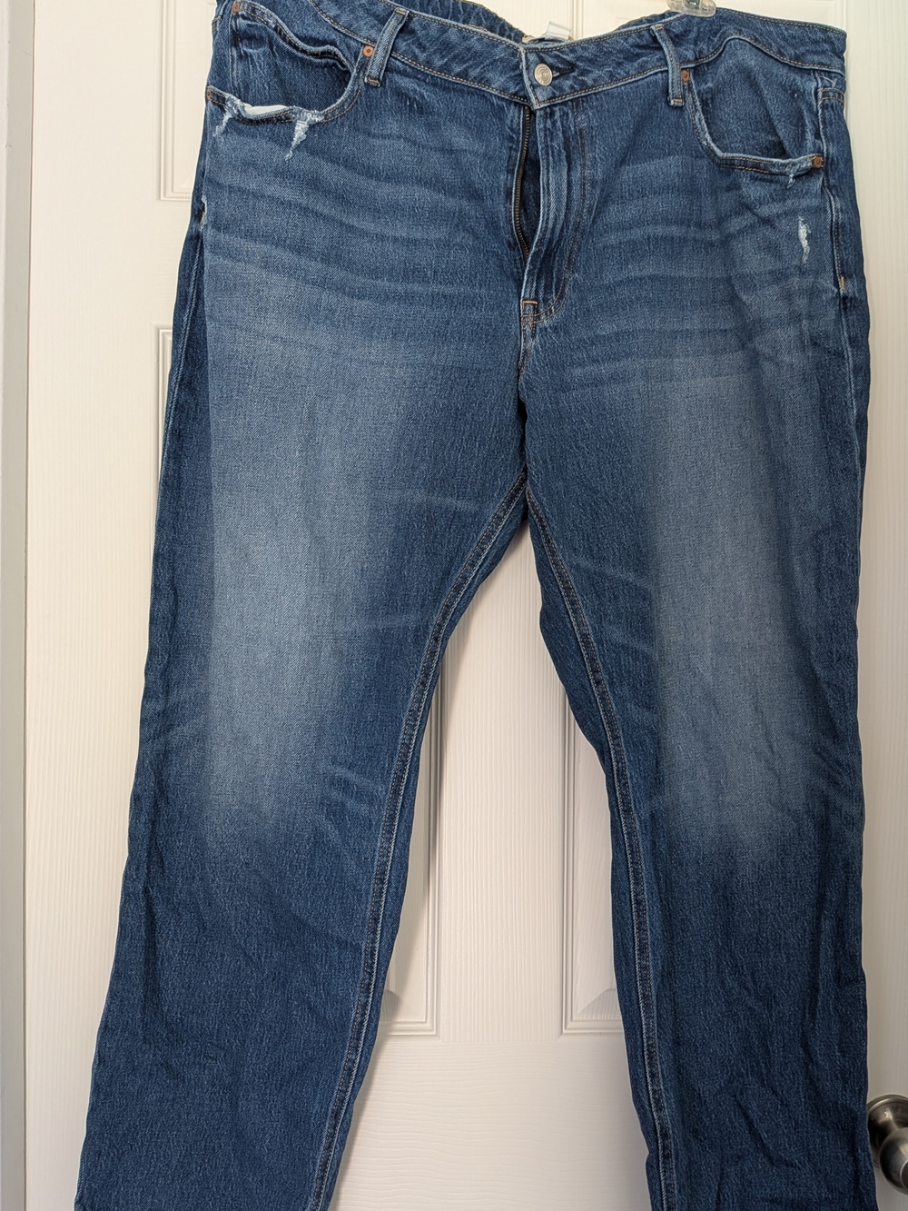 Plus Size 24 Lightly Distressed Straight-Leg Jeans